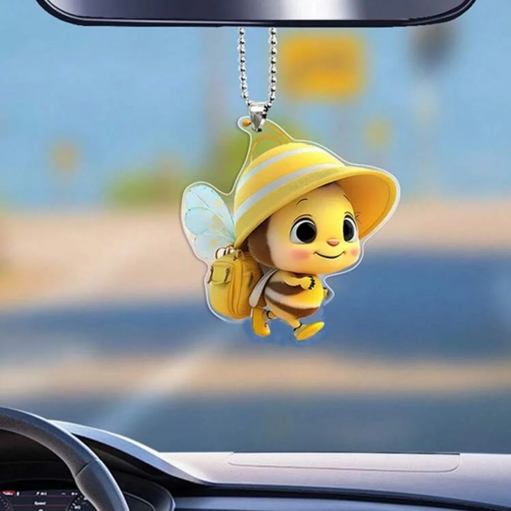 Yellow Bee shape Keychain for car or bag decoration